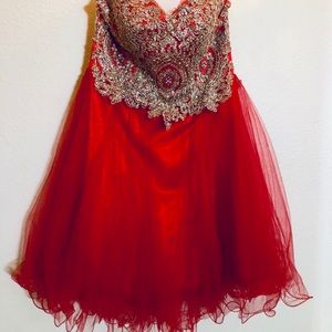 Red Lace-Back Homecoming Dress